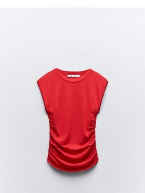 Zara Red Ruched Tank Top